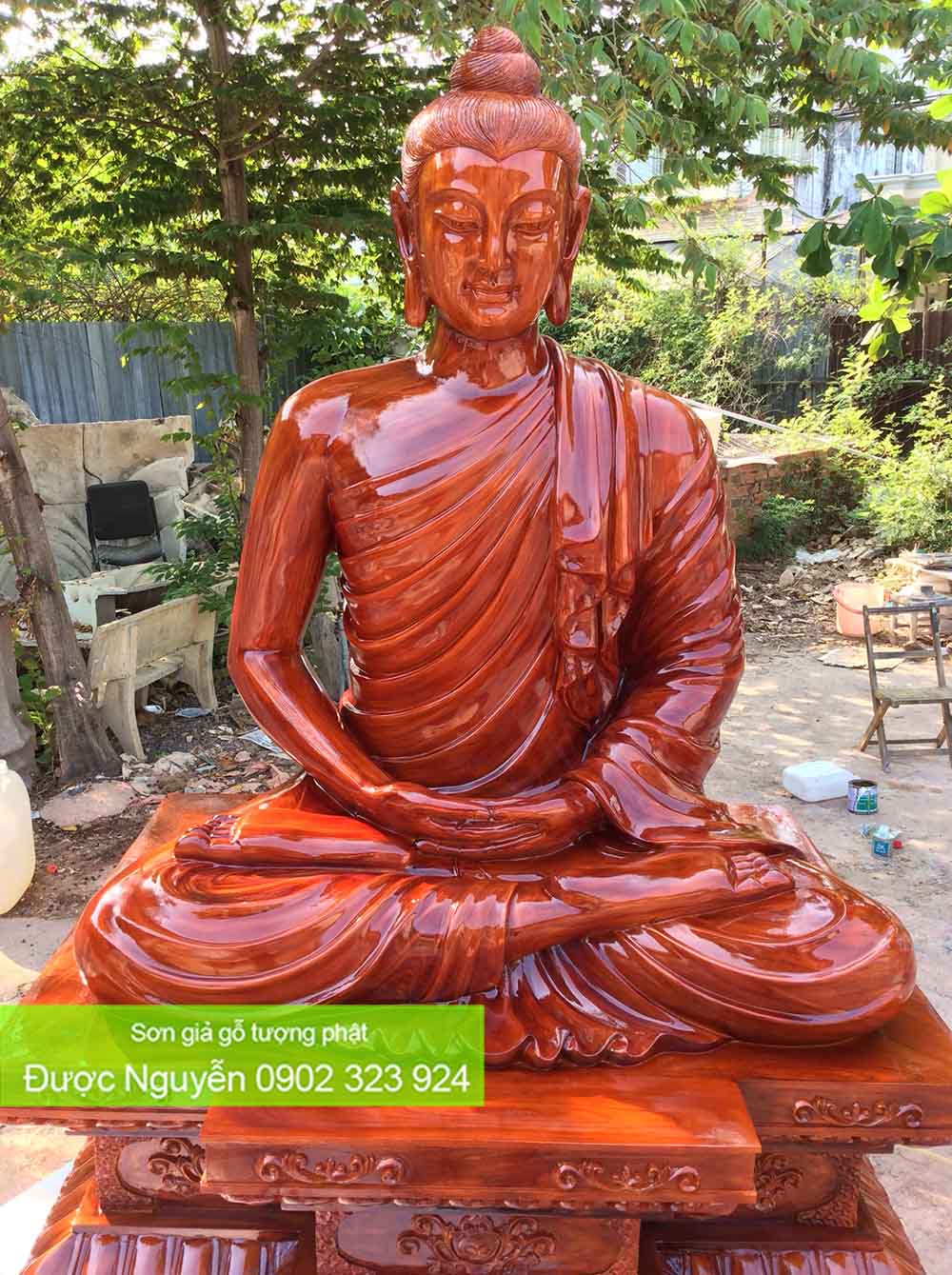 Mẫu sơn giả gỗ tượng phật