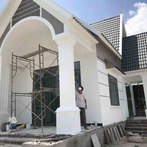 Sơn giả đá cột vuông ngoại thất