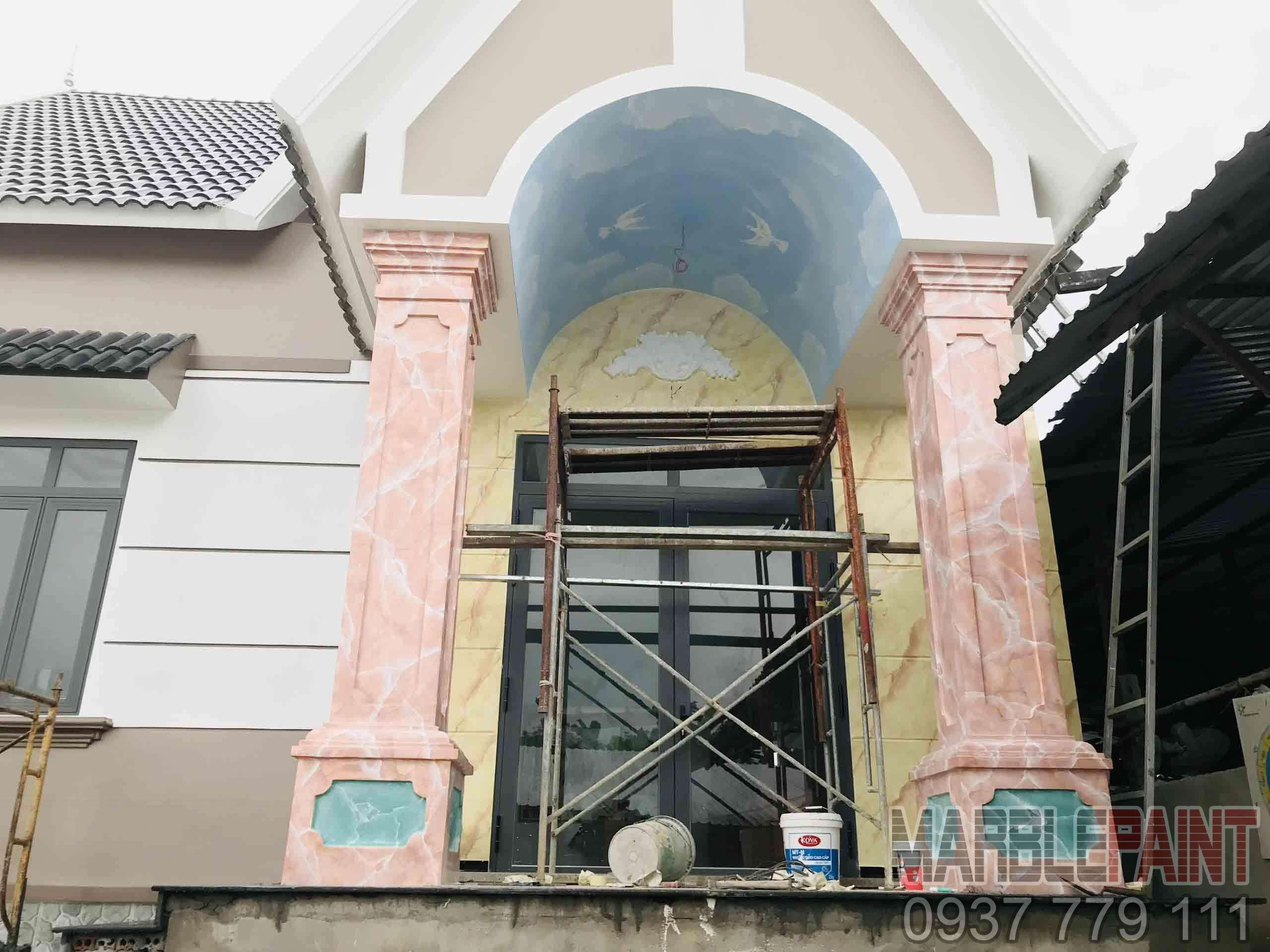 Sơn giả đá cột vuông Sơn giả đá cột vuông ngoại thất